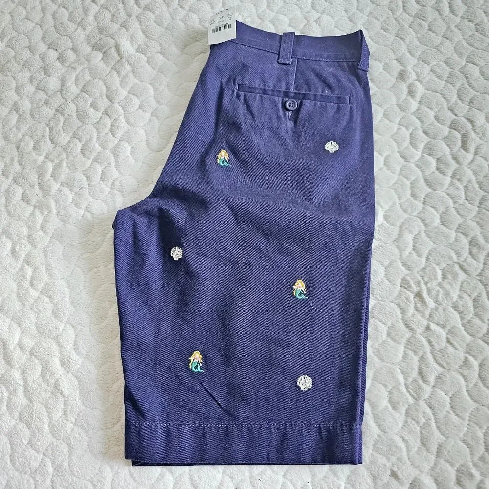 J. Crew Factory Navy Embroidered Bermuda Shorts
